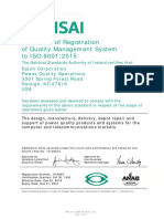 Certificate of Registration of Quality Management System To ISO 9001:2015