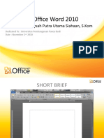 Microsoft Office Word 2010: Created By: Andysah Putra Utama Siahaan, S.Kom