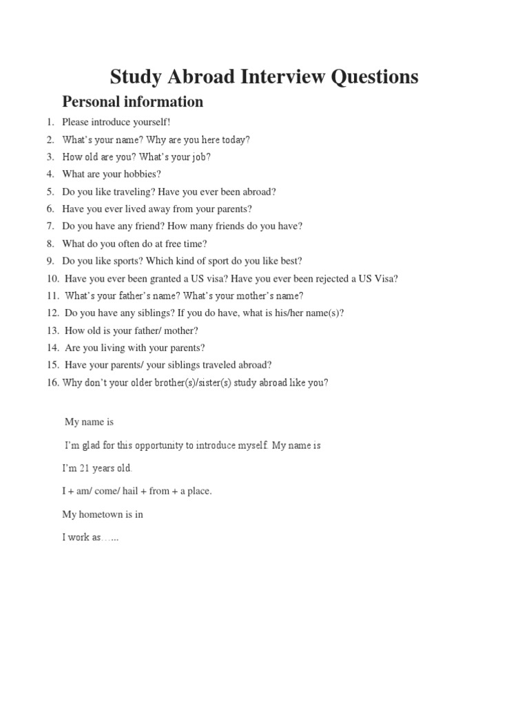 Common Study Abroad Interview Questions And Answers – OMDU