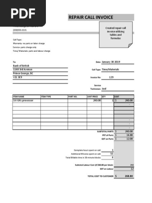 repair invoice