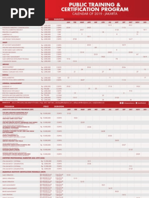 Institute Calendar Training 2019