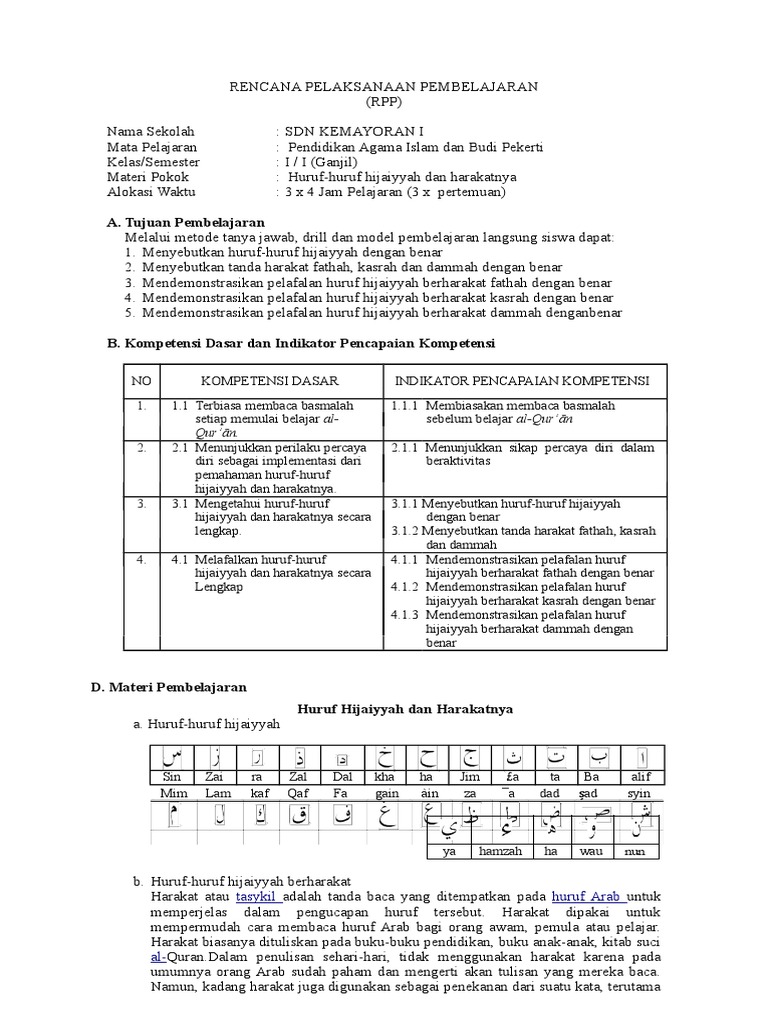 Contoh RPP Pai 2018 | PDF | Karier & Perkembangan | Seni & Disiplin Bahasa