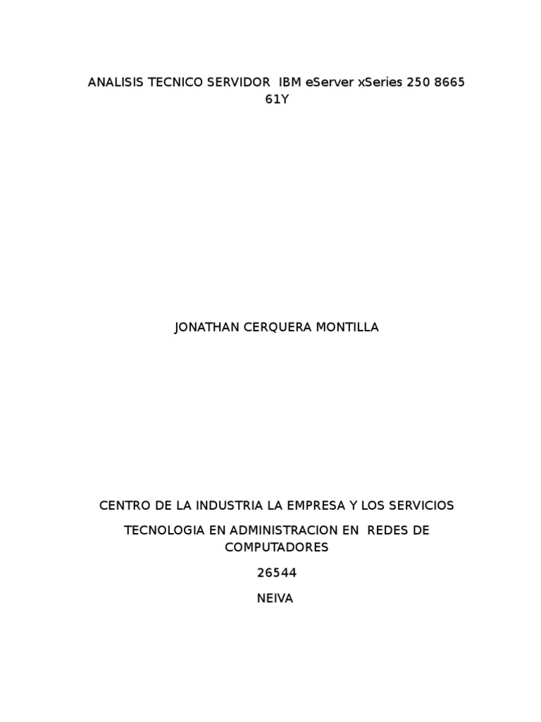 Análisis del Servidor IBM eServer 250 | PDF | Servidor (Computación ...