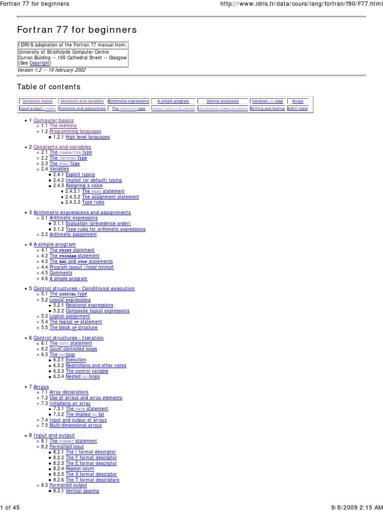 Guia Basica de Fortran | PDF | Control Flow | Data Type