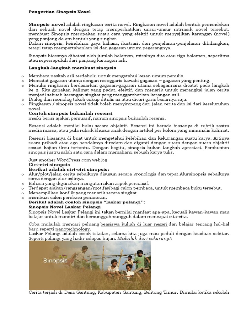 Kumpulan Sinopsis Novel Beserta Unsur Intrinsik Dan Ekstrinsiknya Secara Lengkap