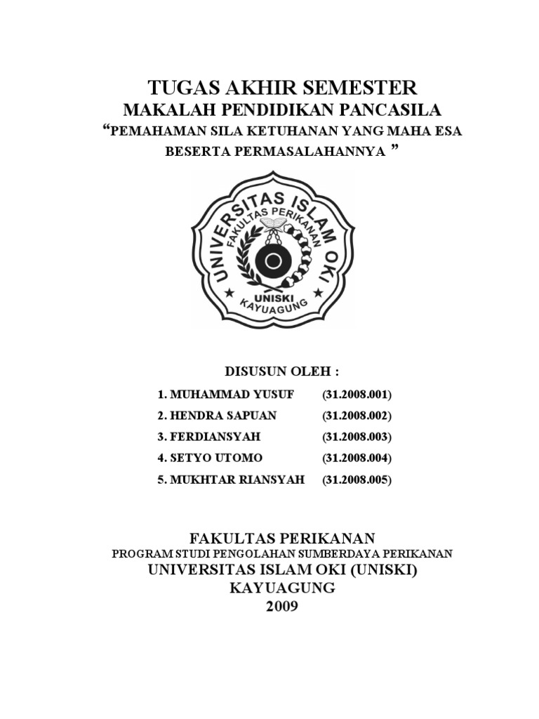 Makalah Sila Ke 1 Pancasila