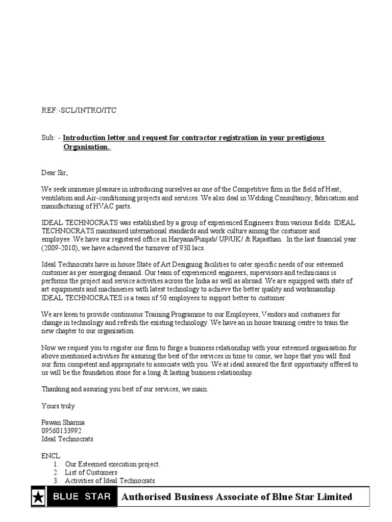 Introduction Letter Air Conditioning Automation