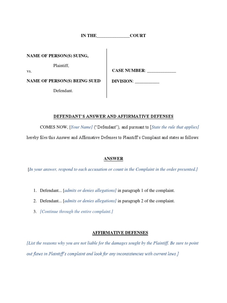 Answer With Defenses | PDF | Legal Disputes | Lawsuit