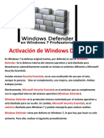 Activación de Windows Defender