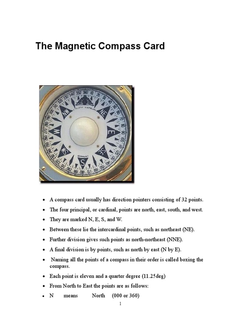 Types and Functions of Compass Cards | PDF | Compass | Gyroscope