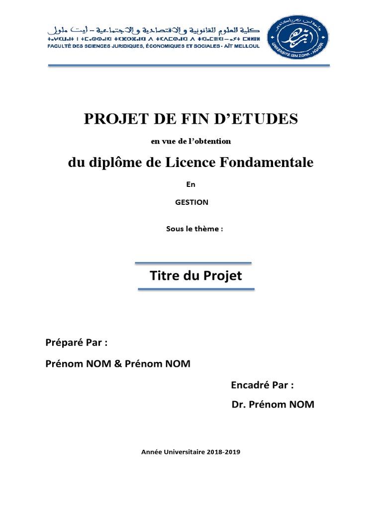 Page De Garde Cahier Des Charges Exemples PFE Page de Garde | PDF