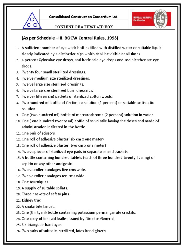 Bocw First Aid List PDF