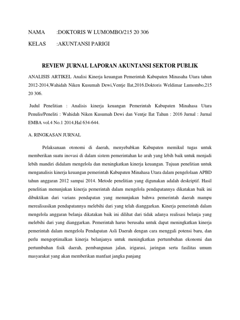 Review Jurnal Ak Sektor Publik Pdf