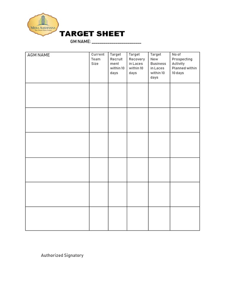 Recruitment and Business Target Sheet | PDF
