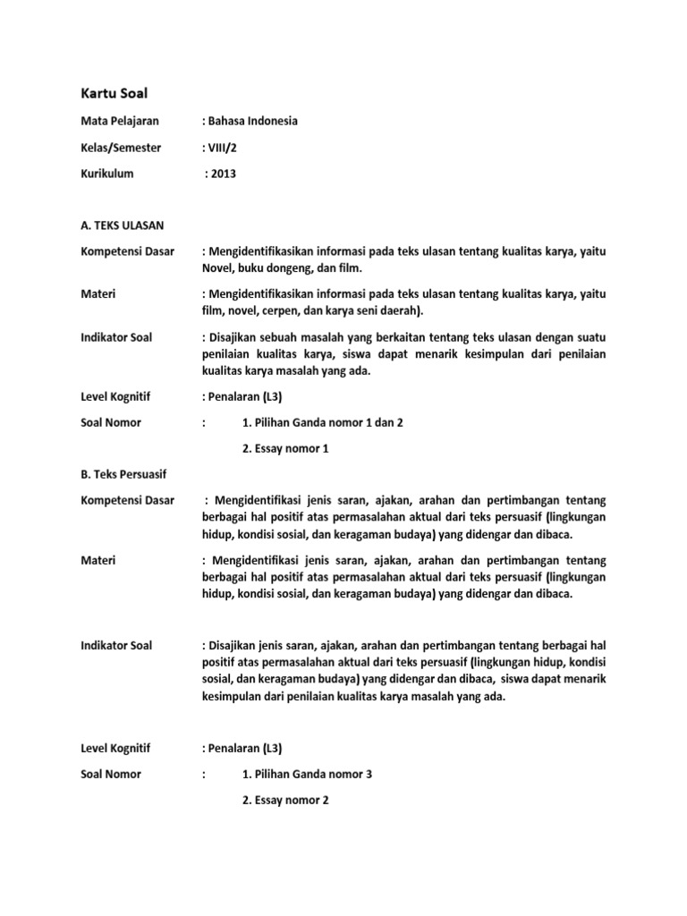 Contoh Soal Hots Smp Pb Depok Docx