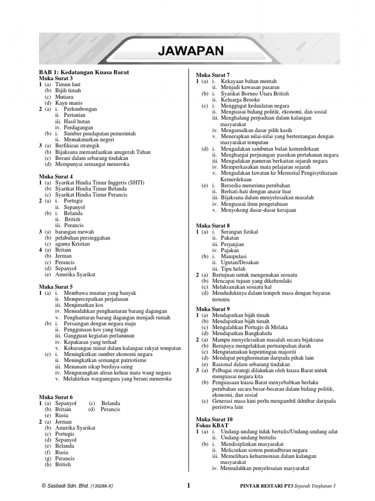 Jawapan Modul Aktiviti Pintar Bestari Sejarah Tingkatan 5 Adinasinc