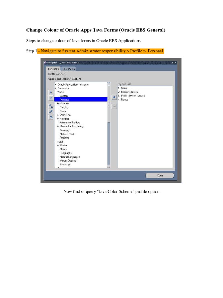 Change Colour of Oracle EBS 12.2.3 Java Forms | PDF