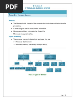 Chapter: 2.4 Memory Topic: 2.4.1 Hierarchy Memory: E-Content of It Tools and Business System