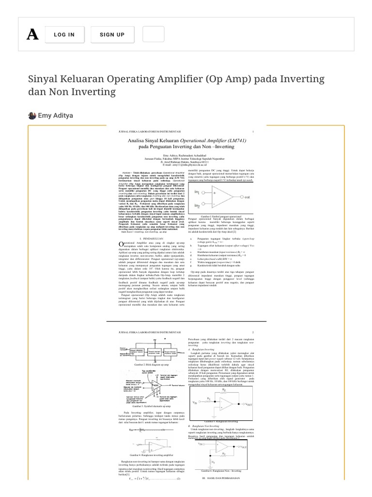 (PDF) Sinyal Keluaran Operating Amplifier (Op Amp) Pada Inverting Dan ...