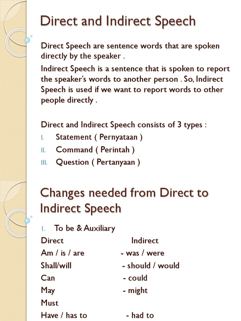 Direct And Indirect Speech Presentation Question Linguistic Morphology