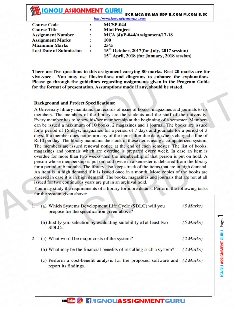 MCSP 044 IgnouAssignmentGuru PDF | PDF | Cost–Benefit Analysis | Net ...