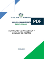 Indicadores de producción y consumo de insumos en planta CHD