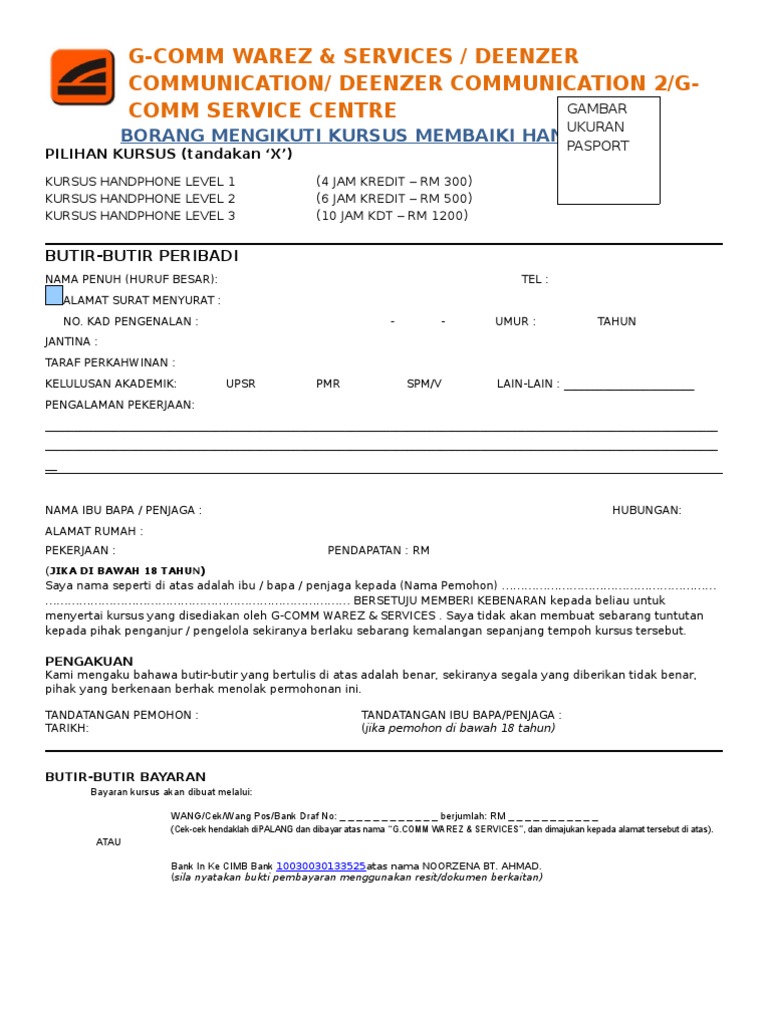 Permohonan Kursus Pdf