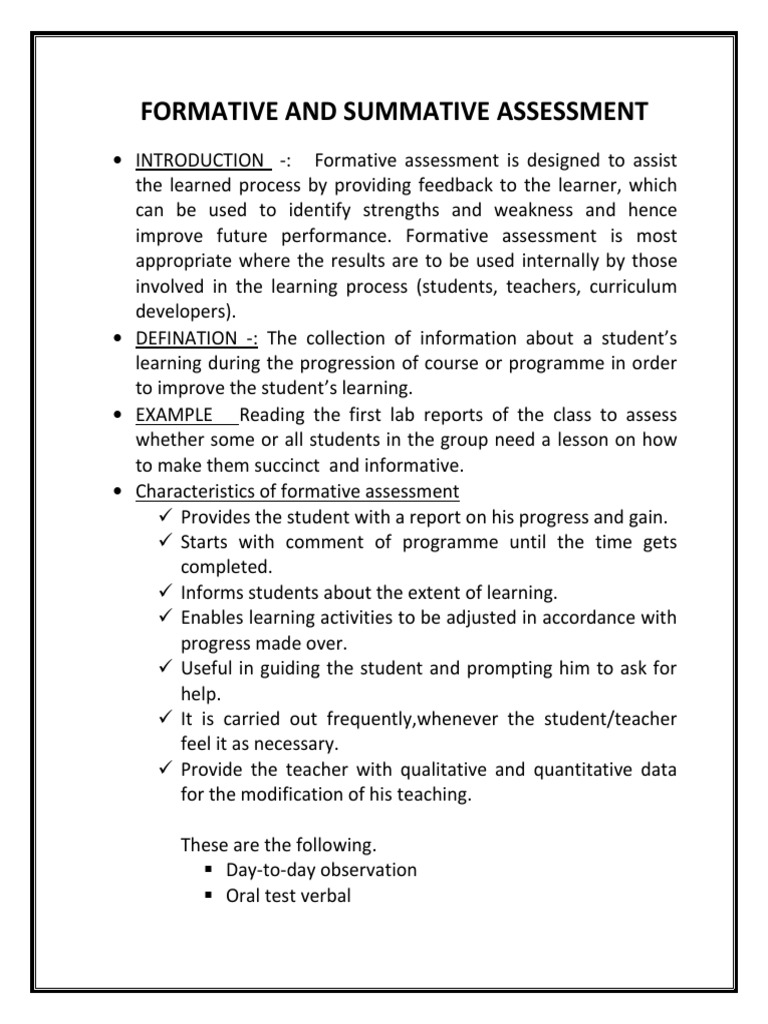 Formative and Summative Assessment | PDF | Educational Assessment ...