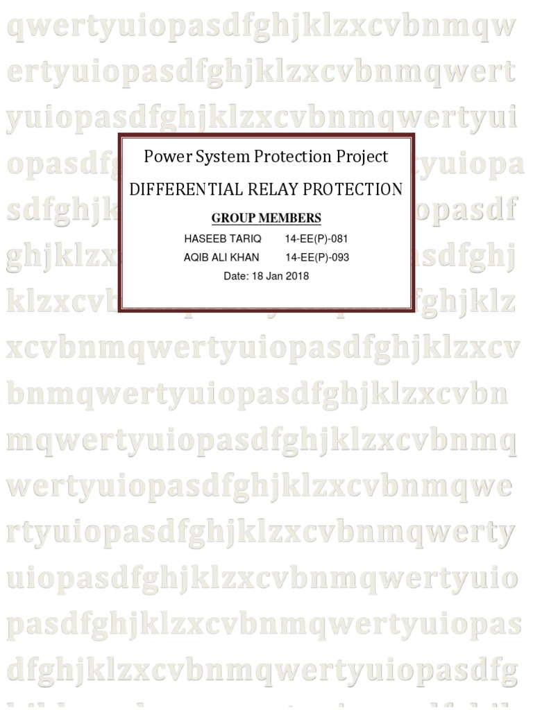 Power System Protection Project Differential Relay Protection PDF