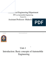 Mechanical Engineering Department: PPT On Automobile Engineering