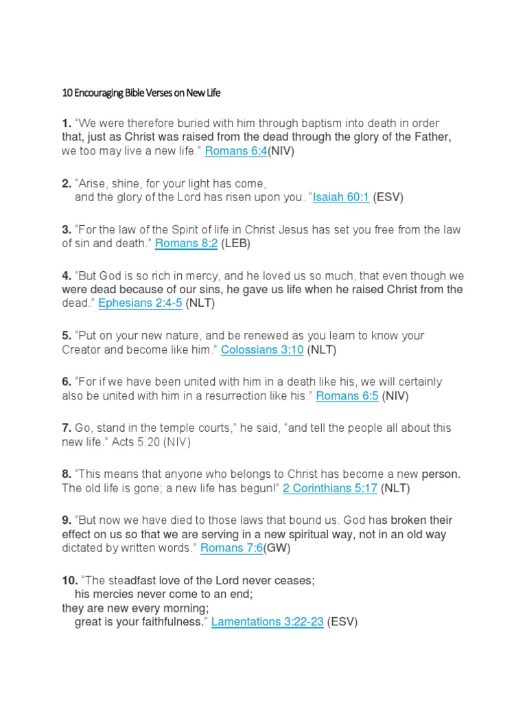 10 Bible Verses About New Life | PDF | Science & Mathematics | Religion ...