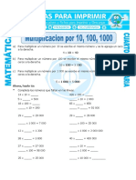 Ficha Multiplicar Por 10 Para Cuarto de Primaria