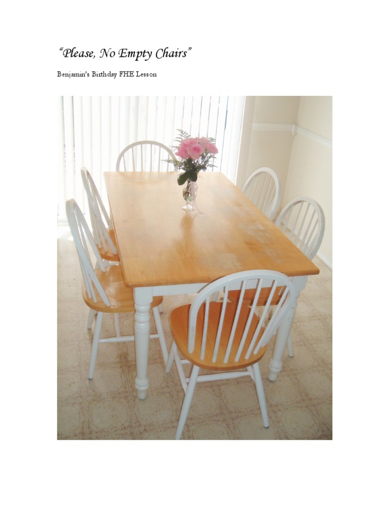 Please, No Empty Chairs FHE Lesson Millennialism Plan Of Salvation (Latter Day Saints)