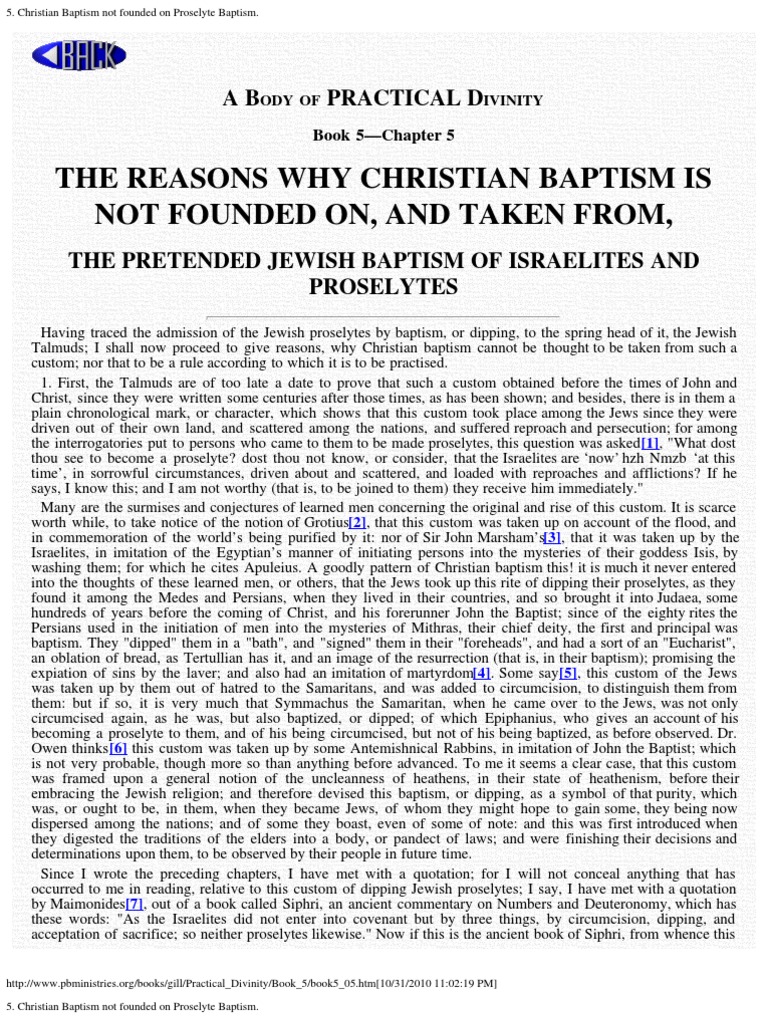 Christian vs. Proselyte Baptism Explained | PDF | Baptism | John The ...