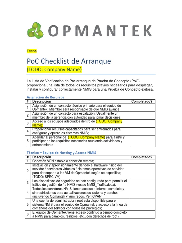 Checklist para Prueba de Concepto PoC | PDF | Autenticación | Servidor ...