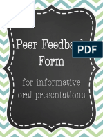 Peer Feedback Form For Informative Oral Presentations
