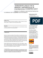 Diagnóstico y Tratamiento Precoz de La Hipoacusia Unilateral o Asimétrica en La Infancia: Recomendaciones CODEPEH 2017