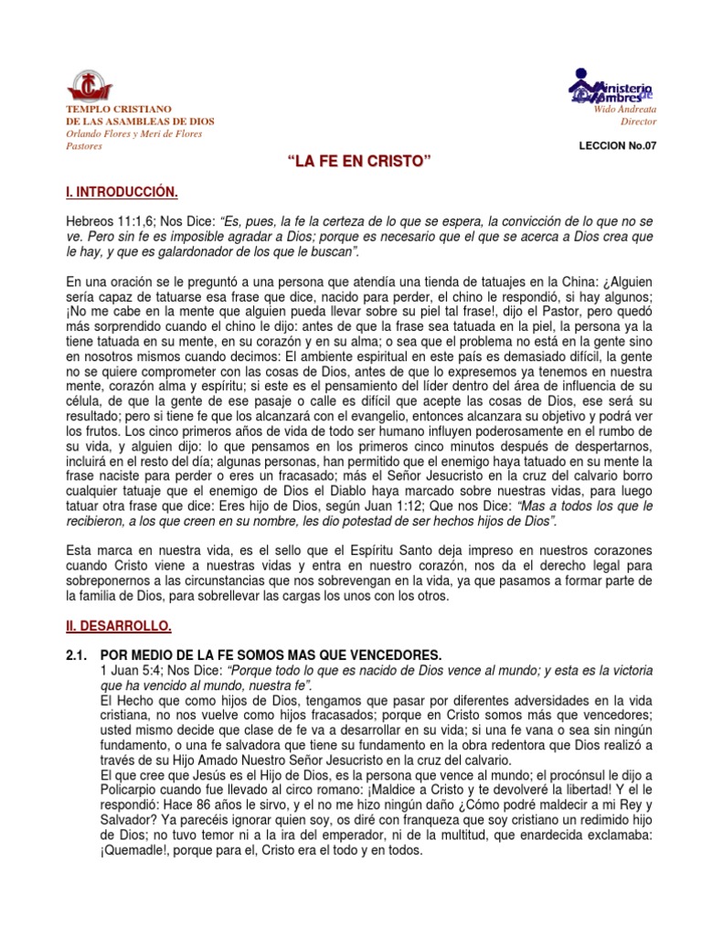 La Fe en Cristo | PDF | Fe | Cristo (título)
