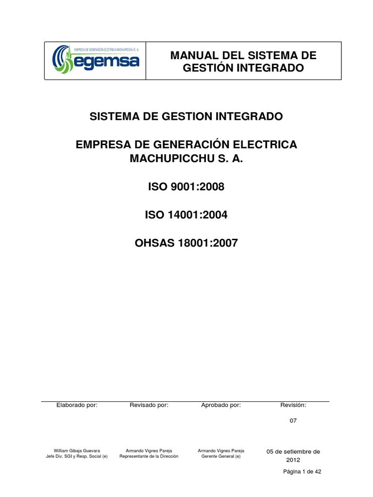 Manual - Sistema Integrado de Gestion | PDF | Calidad (comercial ...