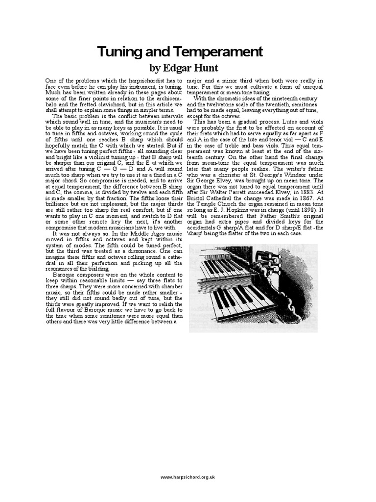 Tuning and Temperament by Edgar Hunt PDF Harpsichord Musicology