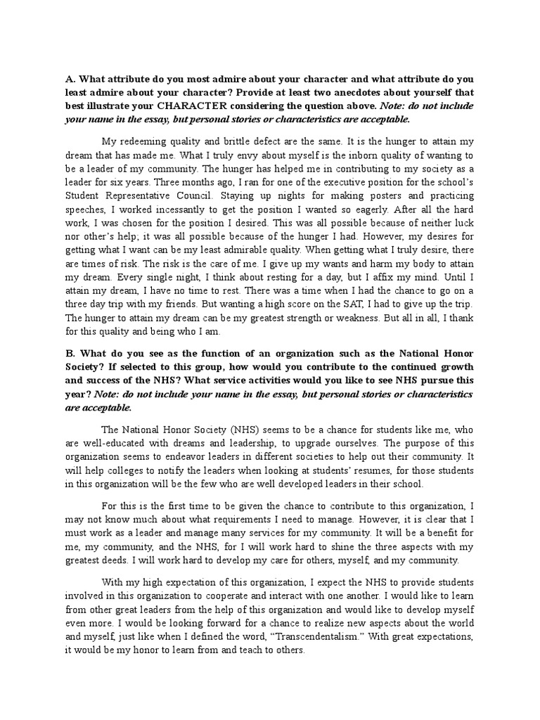Nhs Essay Examples