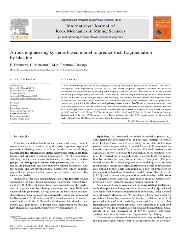 A Rock Engineering System | PDF | Multicollinearity | Regression Analysis