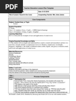 Teacher Education Lesson Plan Template