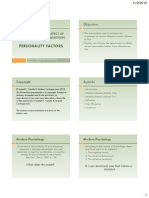 The Psychological Aspect of Second Language Acquisition-Personality Factors