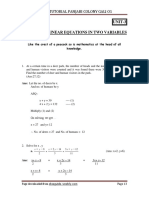 10th Maths Hots - Chapter-3 Pair of Linear Equations