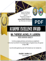 Academic Excellence Certificate