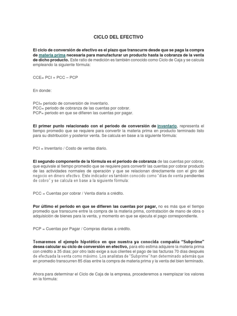Ciclo de Cuentas por Cobrar y Efectivo | PDF | Business | Negocios ...