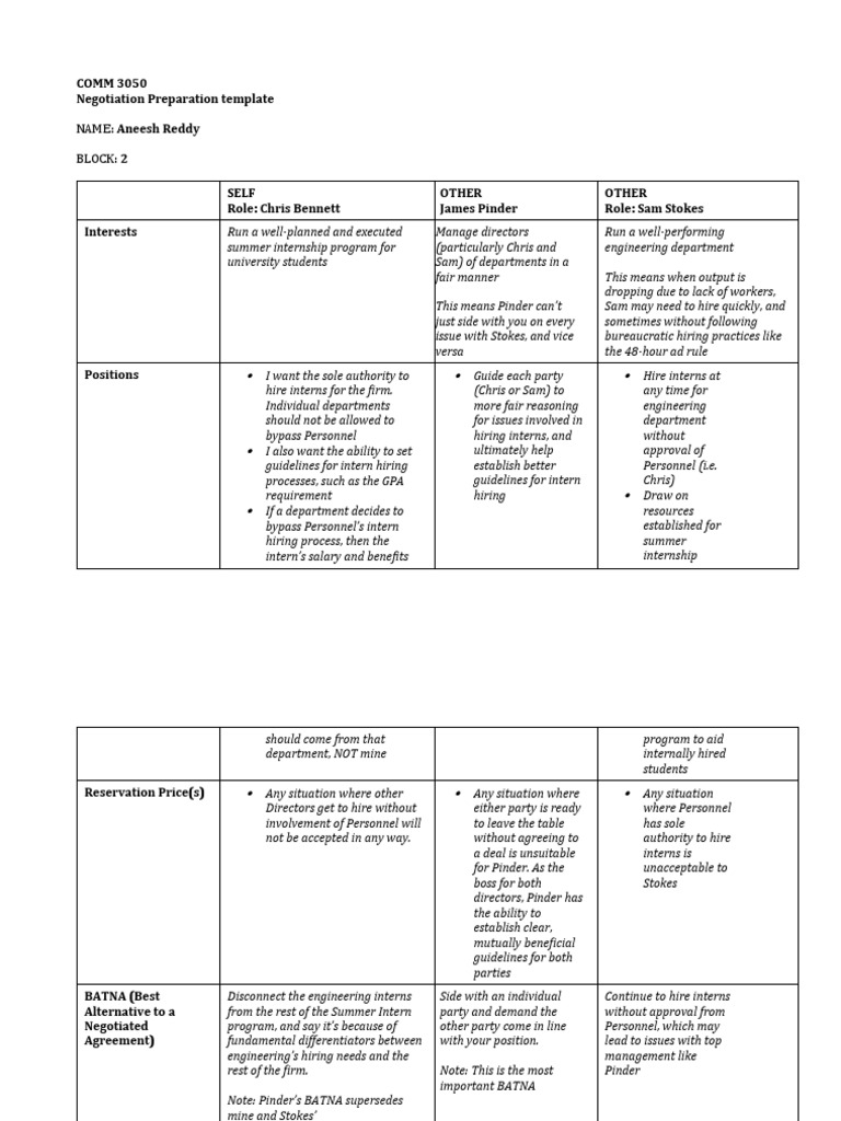 Negotiation 7 Prep Sheet | PDF | Negotiation | Psychology