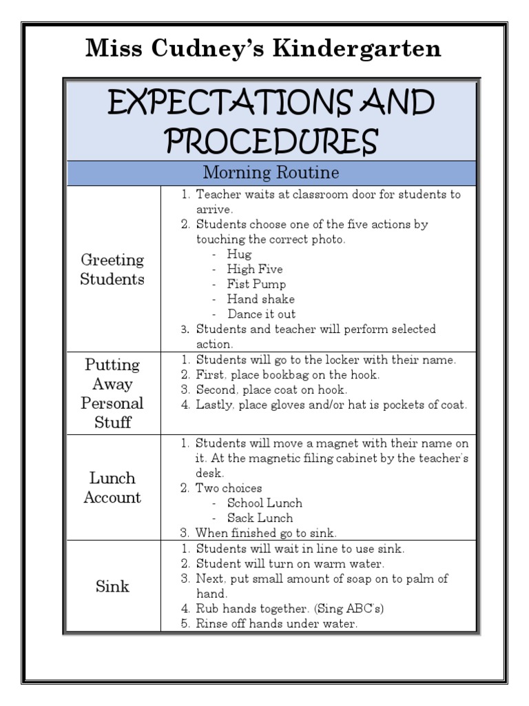 Expectations and Procedures Final Draft | PDF | Public Toilet | Teachers