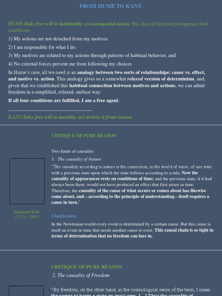 Hume and Kant on Free Will and Morality | PDF | Free Will | Causality